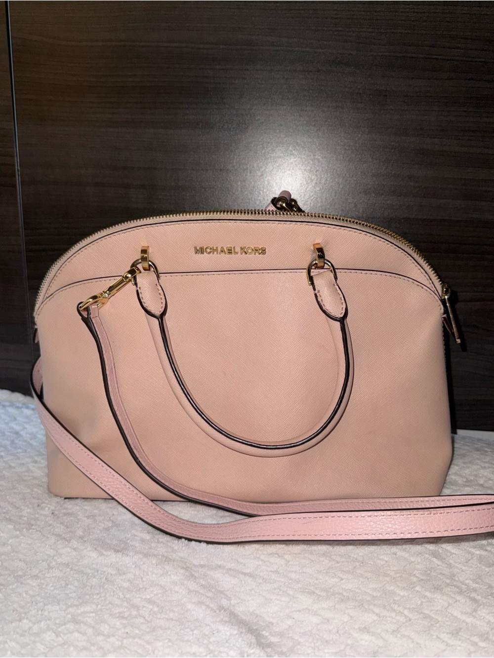 Michael Kors Blush Dome Satchel with Gold Hardware